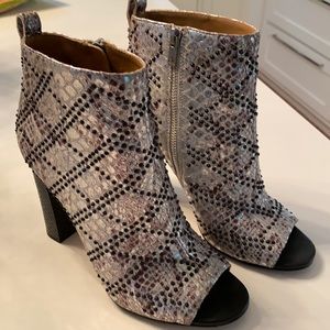 Calvin Klein Snakeskin open toe booties